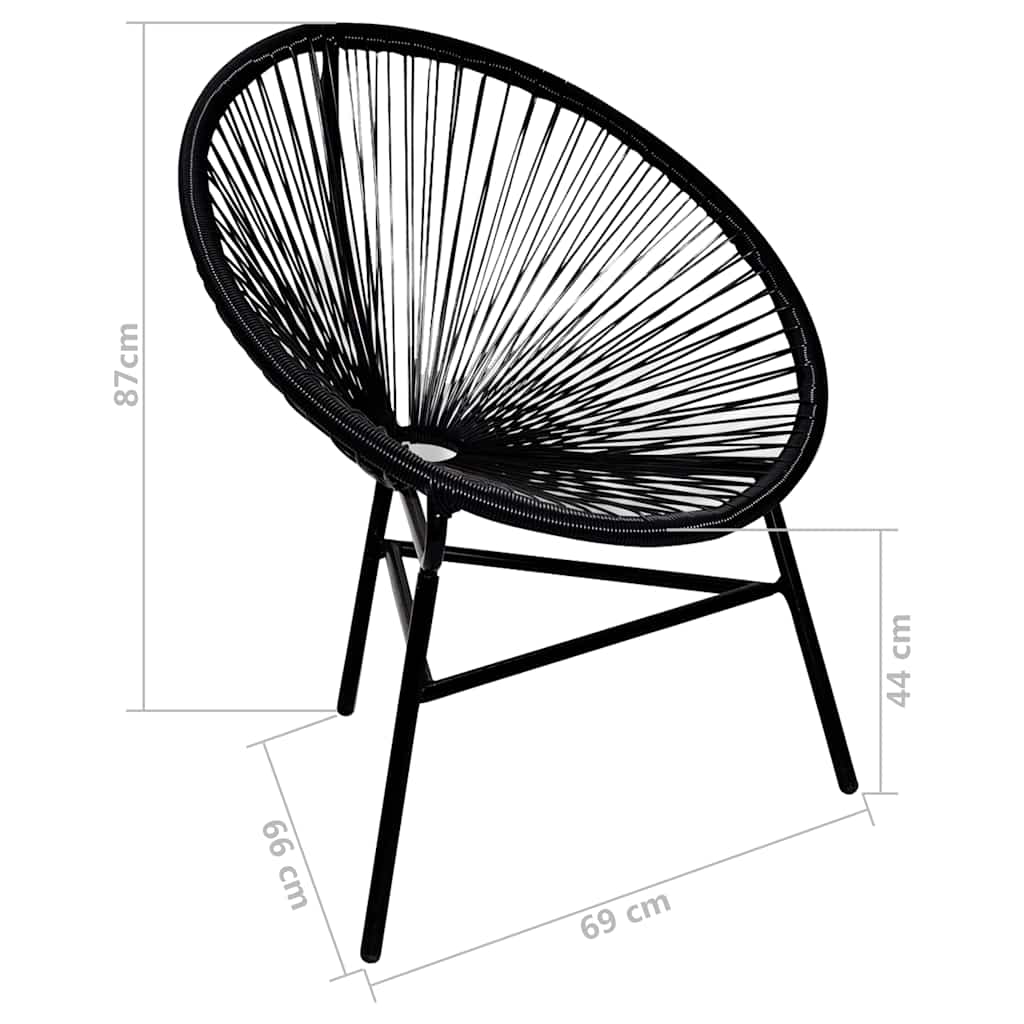 vidaXL Garten-Mondstuhl Poly Rattan Schwarz