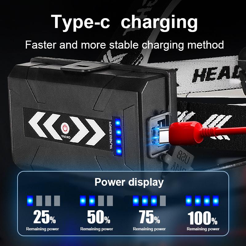 1000000LM XHP360 Мощный светодиодный налобный фонарь с зарядкой от USB, светодиодный налобный фонарь высокой мощности 18650, рыболовный фонарь