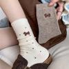 Female Autumn and Winter Warm Thickened Cartoon Dachshund Dog Embroidered Polka Dot Wool Drum Pile Socks