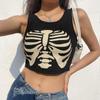 Skeleton Pinted Knitted Crop Top Y2k Aesthetic Camis Black Corset Top Women Harajuku Tee Vintage Fashion Sweats Streetwear