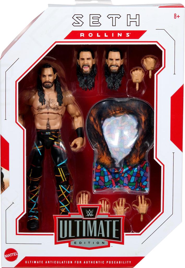 Mattel Фигурка WWE Seth Rollins Ultimate Edition со сменными реалистичными аксессуарами, шарнирная, детали, 6 дюймов