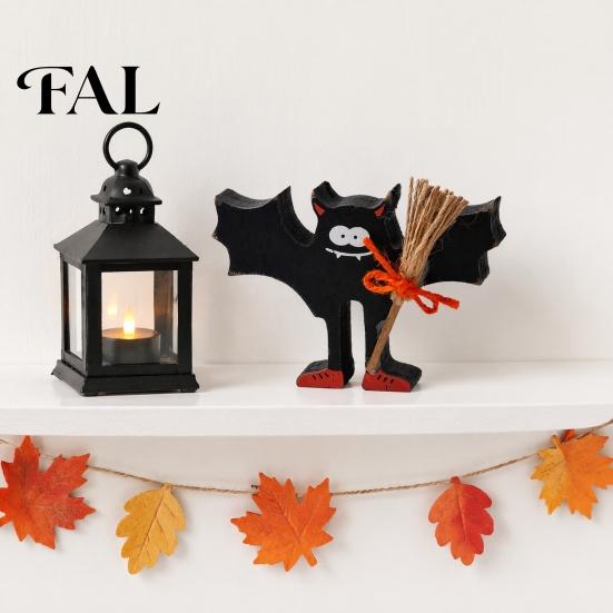 Halloween Home Decor Wooden Table Sign, Cute Ghost Witch Hat Bat Freestanding Tiered Tray Decorations Ornament, Rustic Farmhouse Tabletop Block