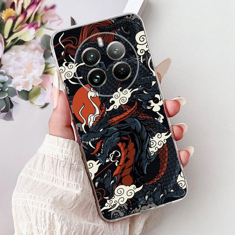 Чехол для Realme 12 Pro Plus RMX3840 Милый Кот Счастливая Рыба Кои Расписной Чехол Мягкий Тонкий Чехол для Телефона Для Realme 12 Plus Realme12 Pro+ Корпус