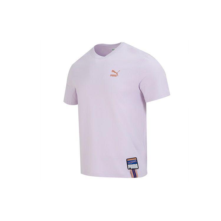 Puma Loose-Fit Crew Neck T-Shirt Unisex Tops Light-Purple 677382-17