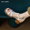 2024 Новые толстые каблуки женские босоножки из натуральной кожи модные туфли-лодочки весна-лето женские повседневные офисные женские платформы