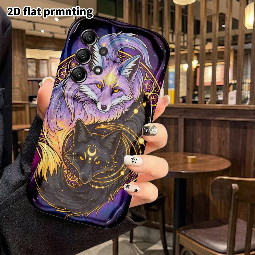 Чехол для телефона: 2D Плоский Защитный Чехол для Samsung Galaxy A34 A35 M05 M06 S20 S22 S21 FE Plus 5G, Солнце, Луна и Лиса-Двойная Звезда, Рождественский и Хэллоуинский Подарок