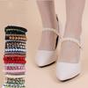 1Pair Women Shoeslaces for High Heels Decorations Buckle Lazy Shoelaces Elastic Band Anti Falling Heel Non-Slip Belt Strap