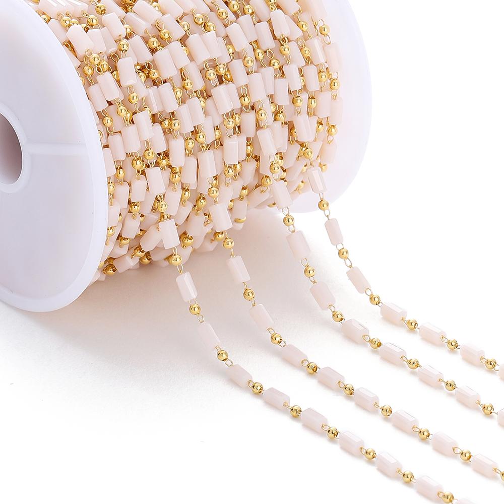 1Meter Bohemian Necklace Chain Cuboid Cube Beads Chains for DIY Necklace Bracelets Jewelry Making Accessories Handmade Chain