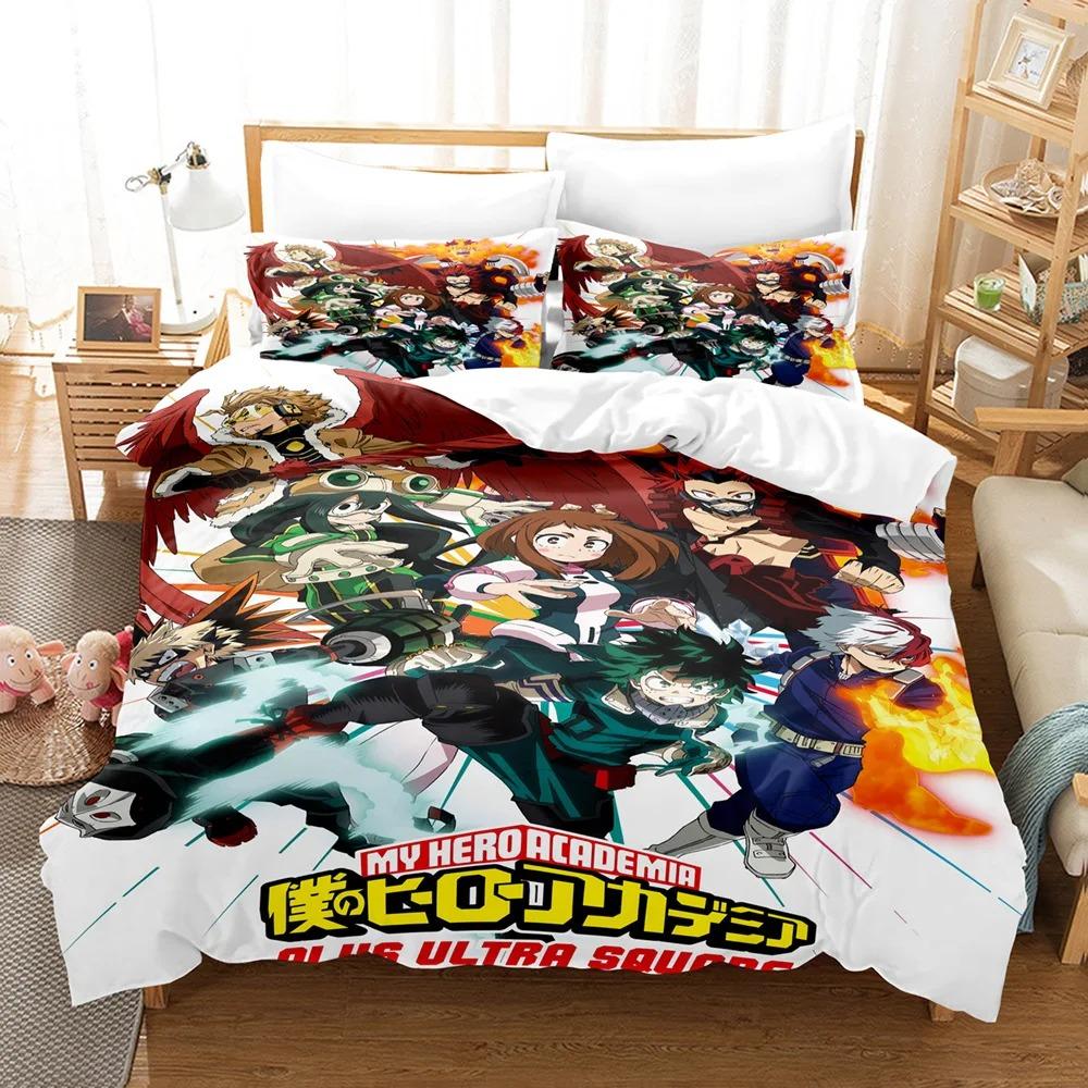 Новый комплект постельного белья My Hero Academia, мягкое постельное белье с японским аниме, односпальное, двуспальное, двуспальное, двуспальное, полноразмерное, пододеяльник, постельное белье для мальчиков-подростков