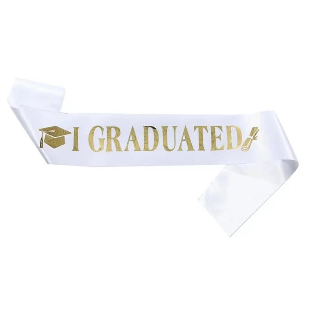 5pcs Satin Graduation Sash Belts Adjustable Bachelor Sash Congratulations Straps Photo Booth
