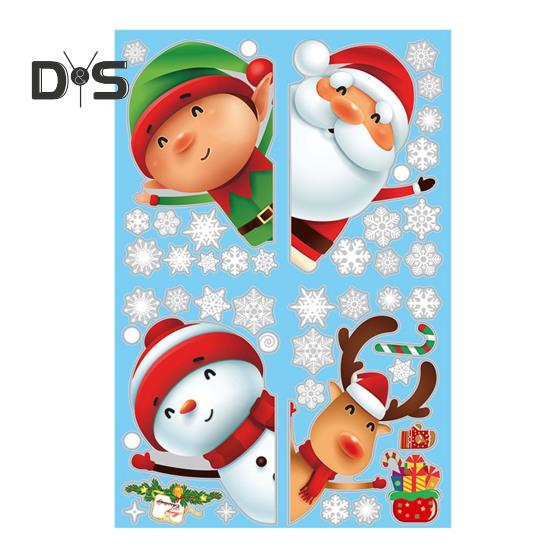 2/4 Pcs Christmas Stickers Santa Claus Snowflake Reindeer Xmas Decals Waterproof Festive Decor Stickers for Windows Glass