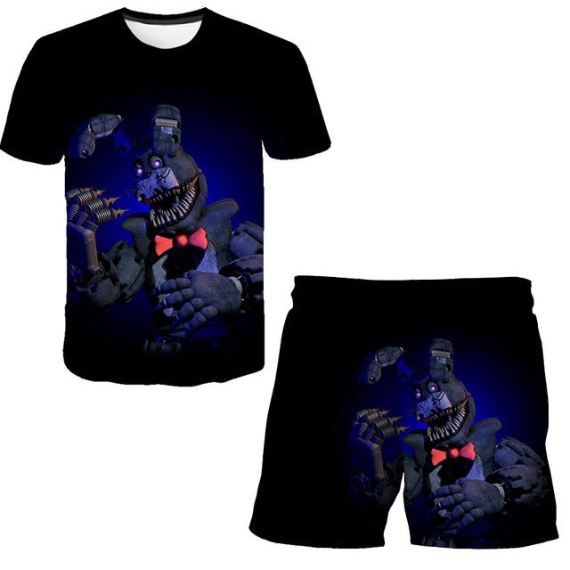 Summer Five Night At Freddy Clothing Suits 3D Printing Birthday Party Gifts Clothes Sets Boys Girls FNAF Cartoon Casual Outfits