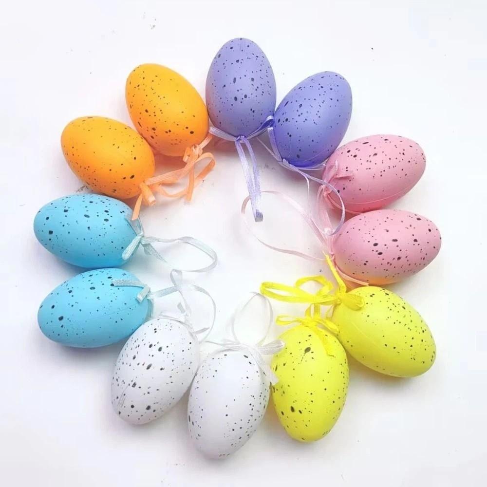12Pcs/Set Cartoon Easter Hand Painted Egg Easter Egg Artificial Egg Pendant  Party Decoration
