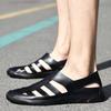 Fashion Outdoor Men's Breathable Hollow Leisure Anti Slip Beach Shoes Fashionable Summer New Men Comfortable Leather Hole Shoes Sandals