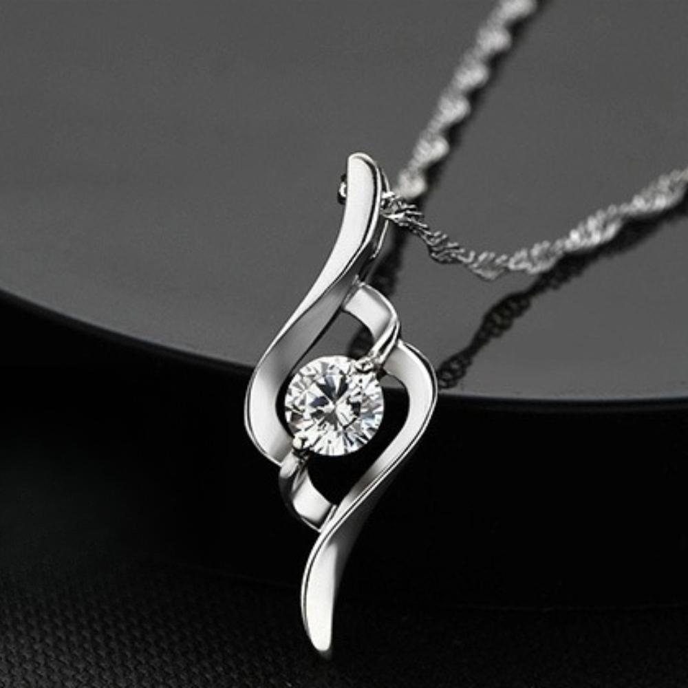 925 Sterling Silver Fashion Temperament Elegant Pendant Necklace Inlaid with Zircon, Birthday Party Anniversary Gift