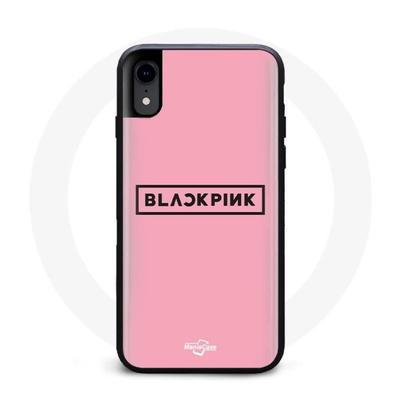 Чехол для iPhone X Blackpink K-pop группа Логотип Розовый фон