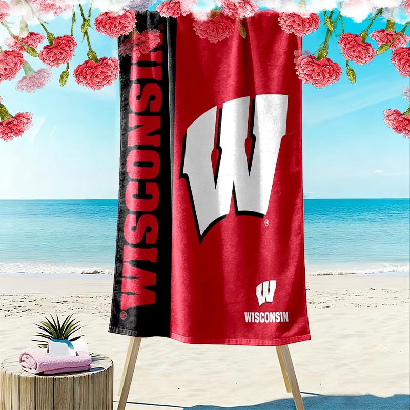Пляжное полотенце с принтом Wisconsin Badgers, большое, мягкое, быстросохнущее, для пляжа, кемпинга, плавания