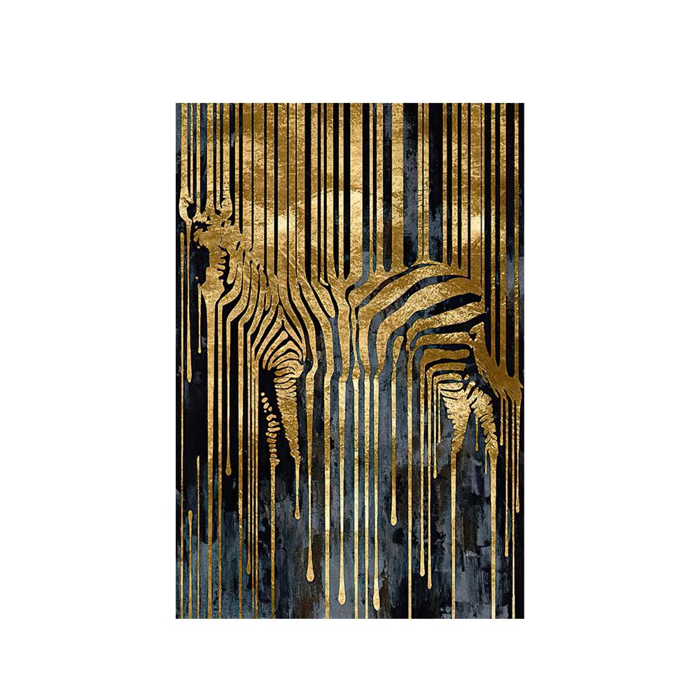 Golden Zebra Abstract Canvas Paintings On the Wall Art Fashion Luxury Art Posters and Prints Animals Home Decor Pictures Cuadros