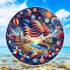 Металлическая жестяная табличка 4 июля Американский флаг Фейерверк Ловец солнца Садовое украшение