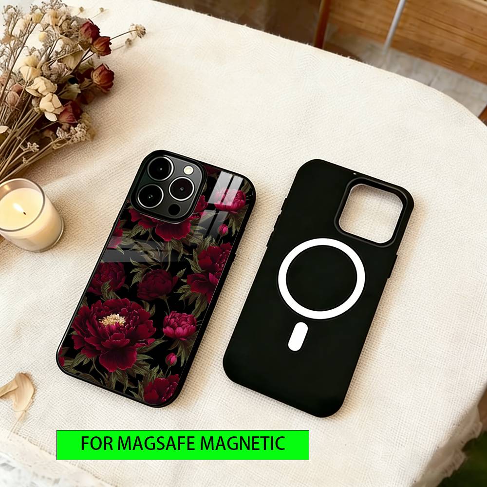 Цветочный чехол для телефона для iPhone 17, 16, 15, 14, 13, 12, 11 Plus, Pro, магнитный, для беспроводной зарядки Magsafe