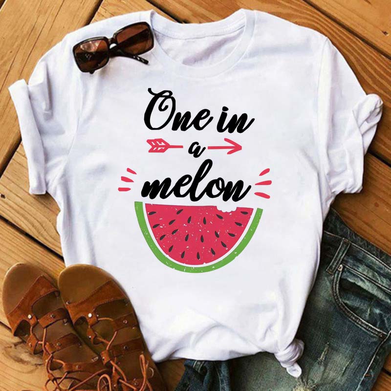 Maycaur Tee Women T-shirt Summer Short Sleeve Avocado Print Clothes Fashion Cartoon Fruit Graphic T Shirt Kawai Female Tops TEE