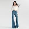 Retro Mid-waisted Jeans for Women with Spring and No Legs Bell-bottomed Pants for Women with Slim and Loose