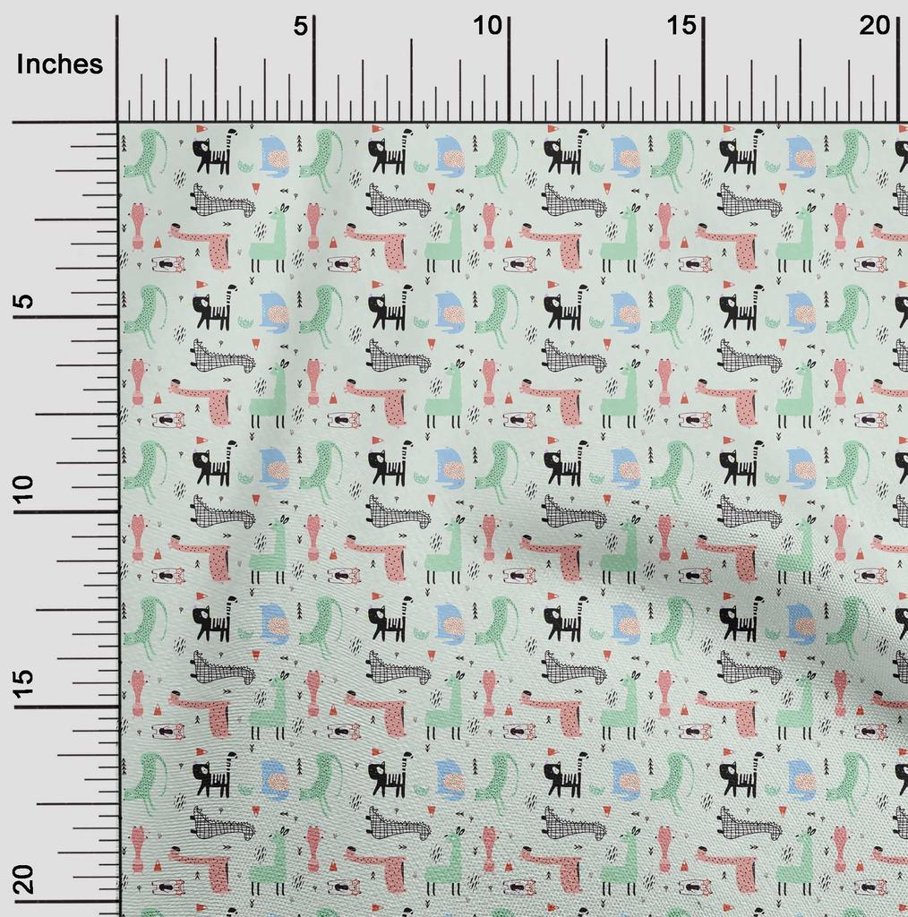 oneOone Ткань Cotton Flex Light Green, детская ткань с животными для шитья, напечатанная ткань для рукоделия, по ярдам, 40 дюймов