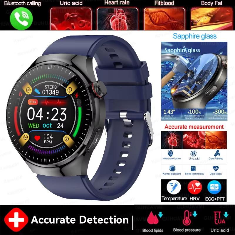2025 New Health Nursing Grade Smart Watch Men Blood Lipid Uric Acid Tracker ECG+PPG Clock Bluetooth Call Smartwatches For Xiaomi