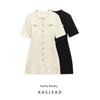 Kaslead New Arrival Women's Clothing Fashion Style Fashion Minimalist Button Decoration Wool Dress