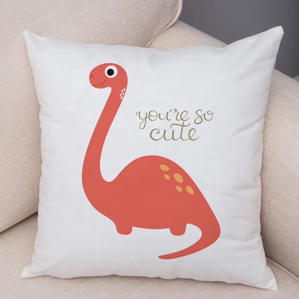 Милая наволочка на подушку с динозавром юрского периода, декоративная мультяшная наволочка с животным, для детской комнаты, дивана