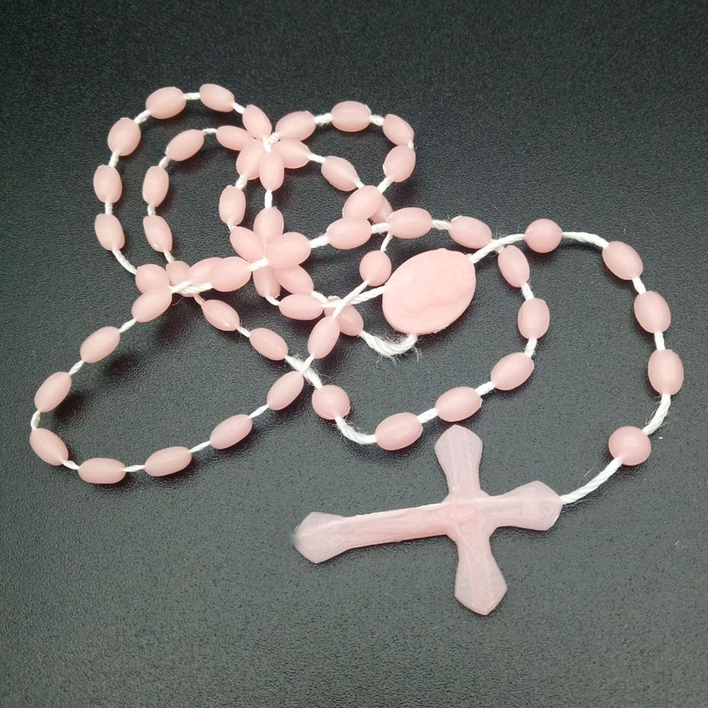 Светящееся католическое пластиковое ожерелье-четки, ожерелье, религиозный светящийся крест