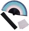 Folding Fan for Fan Fan Set with Gradation Pattern [Osaka Choseido] Men, Stylish, Business, Bag, Holder, Handkerchief, (navy)