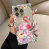 Clear Square Back Tube Case Protection For iPhone 14 Pro Max 13 16 ProMax 15 Plus 11 12 Anti-Oxygen,Petal Flamingo Pattern Casing