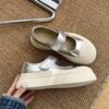 Thick-soled Mary Jane Canvas Shoes, Women's Inner Height Increases, Small People Show Height 2025 Summer Velcro Ugly Cute Big Head White Shoes