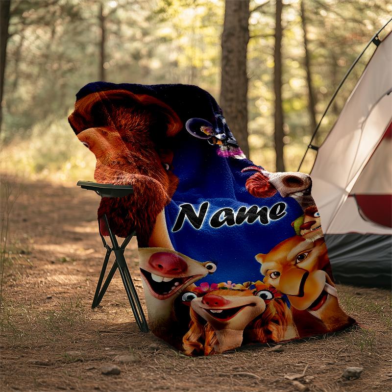 Personalized Custom Name Blanket - Ice Age Dawn of the Dinosaurs Print Design,Blanket for Sofa,Bed,Travel,Camping - Soft and Warm, Great Gift