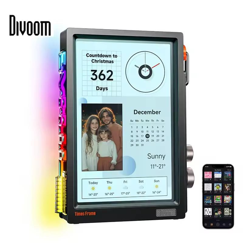 Divoom Times Frame Смарт-экран HD | 10,1" DIY Цифровые часы | Криптоактивы Акции Погода Календарь | Технический подарок Настройка рабочего стола