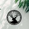 New Deer Buck Head, Deer Family Elk Head Welcome Sign - 12.5" Round Metal Wall Art for Rustic Home Décor and Outdoor Spaces