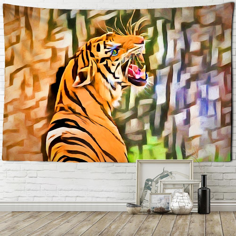 Home Decoration Filled Tiger Pattern Printing Polyester Fiping Wall Suspension Room Background Tapiz