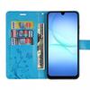Protective Case - BOOLING - for Samsung Galaxy A17 4G/5G - Blue Butterfly Flower Leather Effect - 2 Screen Protectors