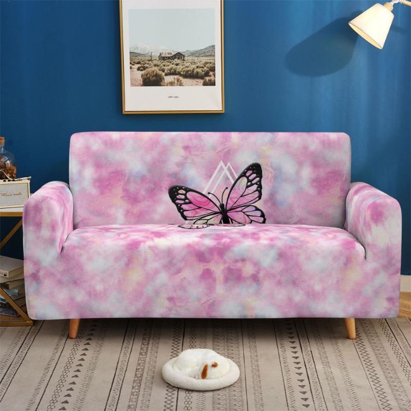 3D Printed Universal Elastic Sofa Cover, Colorful Butterfly Full Cover, 1/2/3/4 Seat Sofa Cover, Living Room Dust Cover