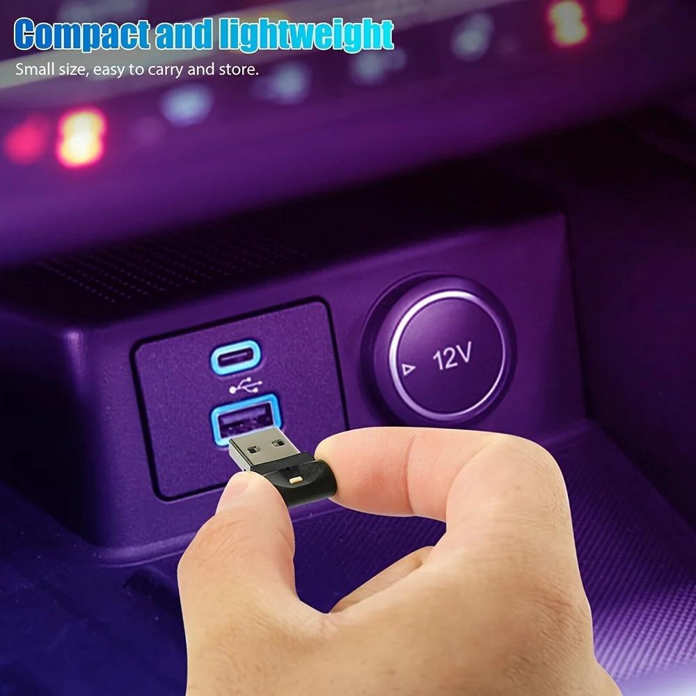 Автомобильный мини-USB, многоцветный, регулируемый цвет, декоративная подсветка, мягкий свет, атмосферная лампа