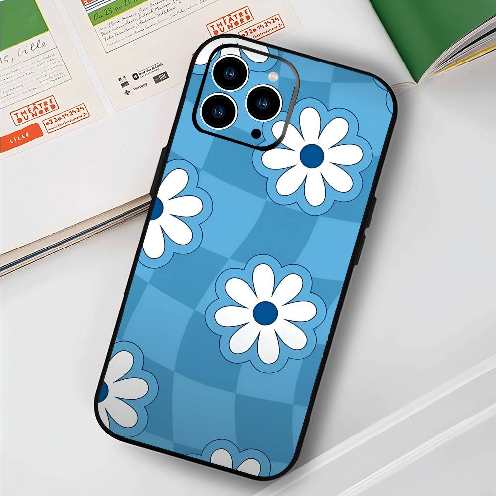 Цветочный Арт Для IPhone 15 16 14 Plus 13 12 11 17 Pro Max 17 Air Черный Мягкий Чехол для Телефона