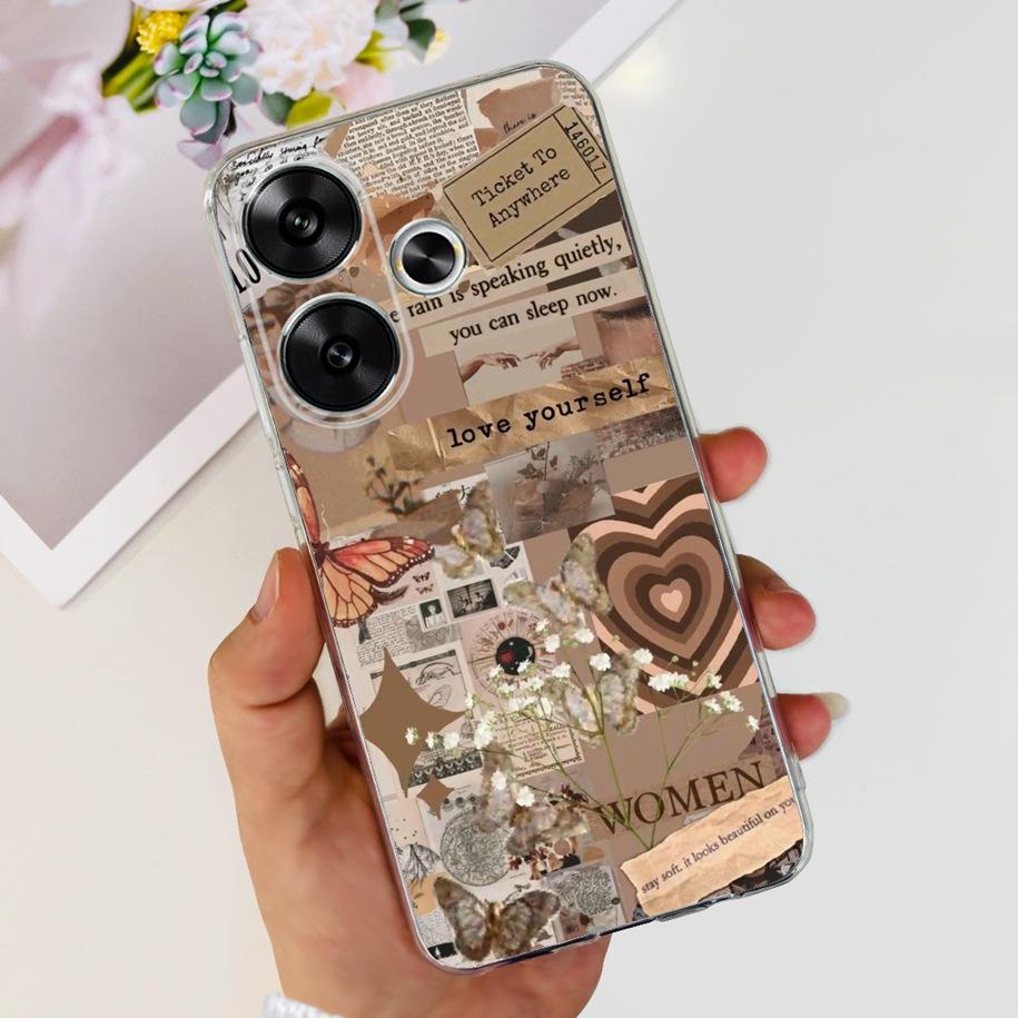 For Xiaomi Poco F6 Case Popular Butterfly Flower Soft Clear Silicone TPU Back Cover For Xiaomi Poco F6 5G F 6 PocoF6 Phone Cases