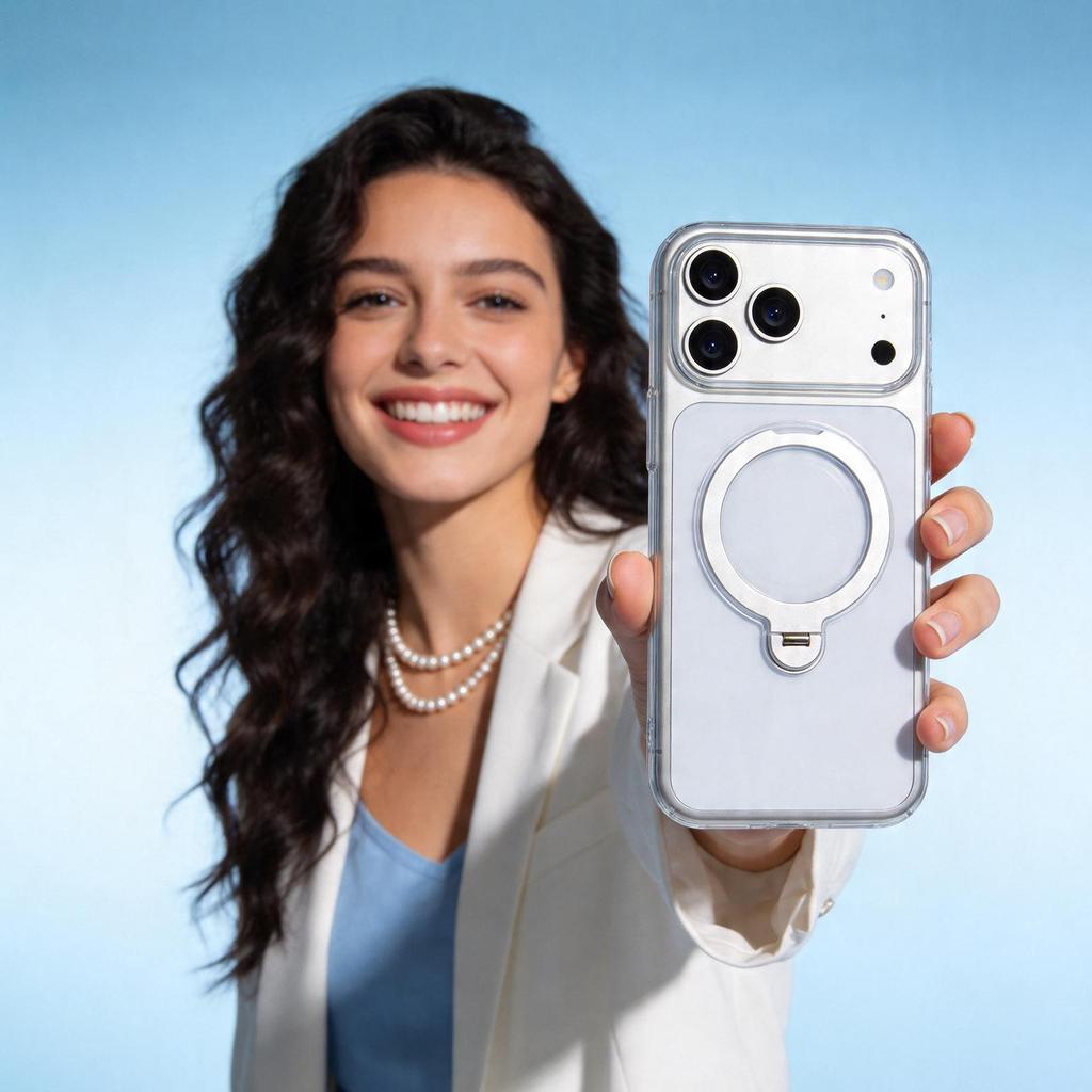 iPhone 17 Pro Магнитный прозрачный чехол 360° с вращением - Полное покрытие