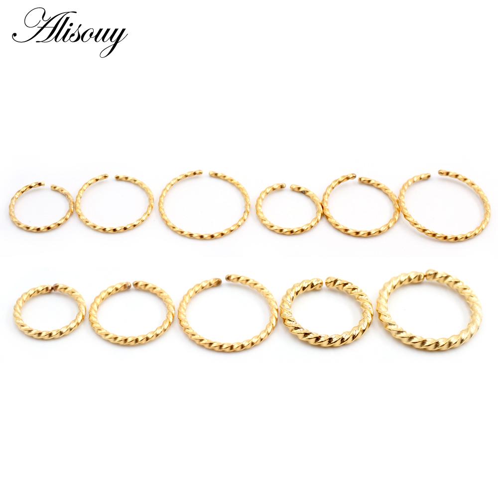 Alisouy 1 шт. 0,8/1/1,2/1,6 мм тонкое носовое кольцо септум глик ноздря лабрет пирсинг губы хрящ клипса из нержавеющей стали серьги-кольца