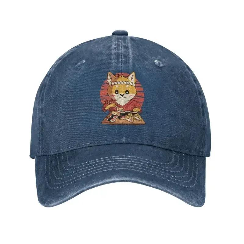 Custom Cotton Kawaii Shiba Inu Dog Baseball Cap for Men Women Breathable Funny Eating Japanese Sushi Anime Dad Hat Sports