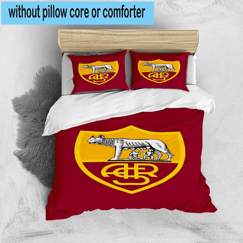 3pcs Rome Wolf Football club Printed Bedding Set Duvet Cover Closure Includes 1 Duvet Cover & 2 Pillowcases Bedding Sets Home Decor Gifts