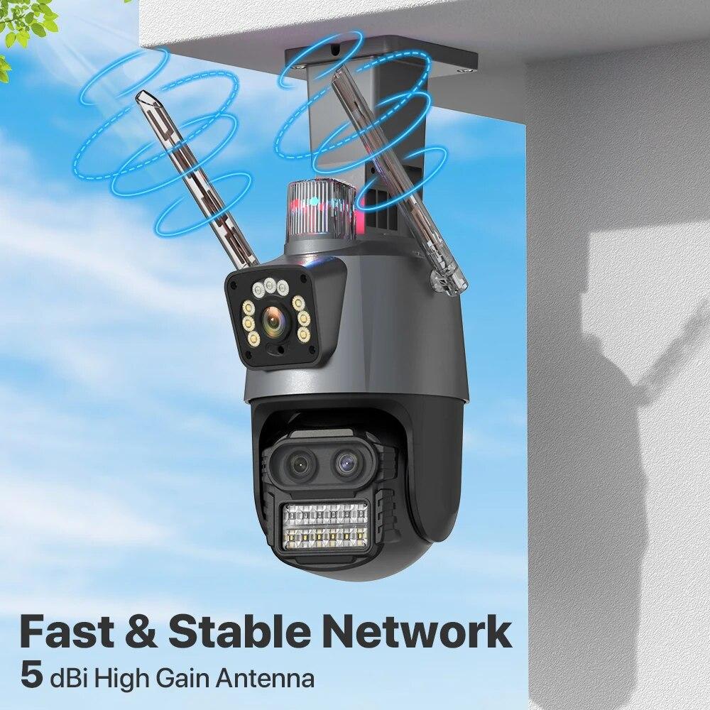 LS VISION Уличная камера EU PTZ 9MP 4K HD 8X гибридный зум три объектива двойной экран Wifi IP камера 4MP полицейский свет сигнализация CCTV видеонаблюдение ICSee