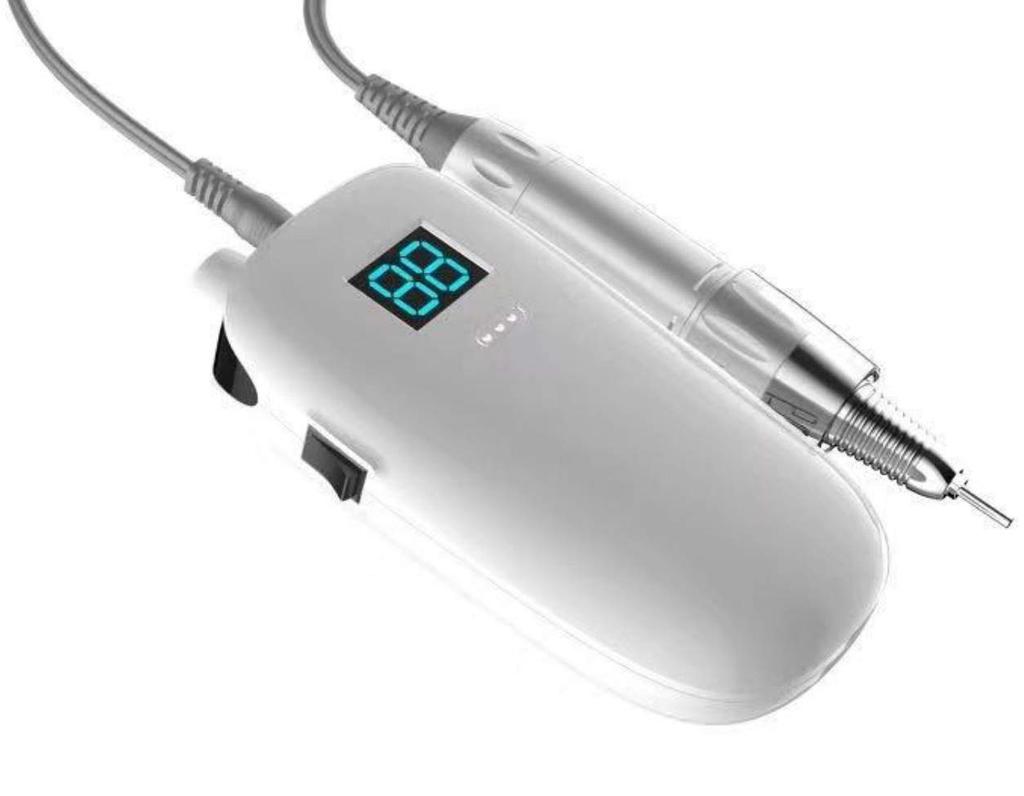 Naism Professional Портативная машинка для ногтей Беспроводная зарядка Тип M8002 Электрическая машинка для ногтей Дрель для ногтей Удобная перезаряжаемая (белый)