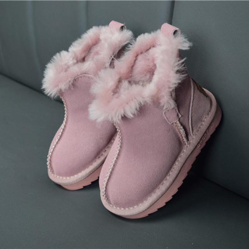 Новые зимние детские сапоги из натуральной кожи для девочек, теплые плюшевые ботинки для мальчиков, модные детские сапоги, обувь для малышей